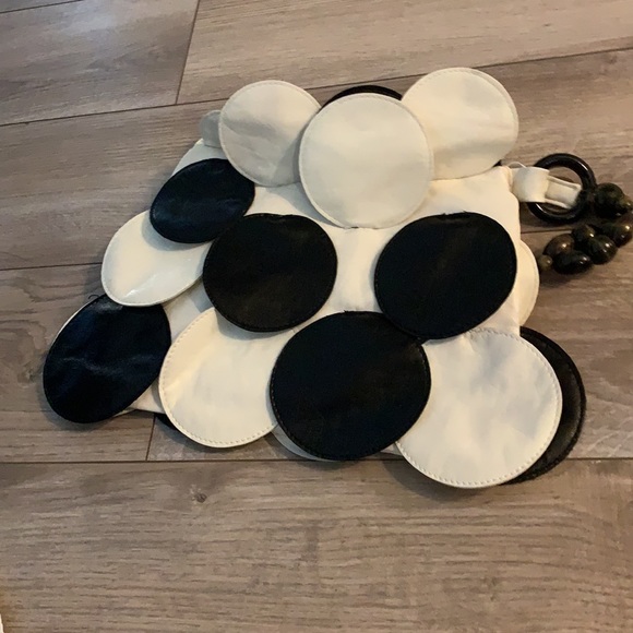 Abstract Circle Black - White Leather Purse - Picture 7 of 7